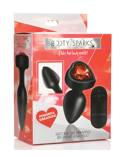 Booty Sparks 28X Silicone Vibrating Red Heart Anal Plug w/Remote – Small by BootySparks product image