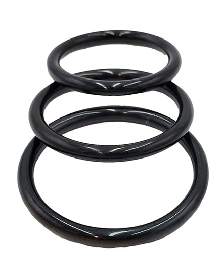 Rouge Black Stainless Steel 3 Piece Cock Ring Set – Black by Rouge product image