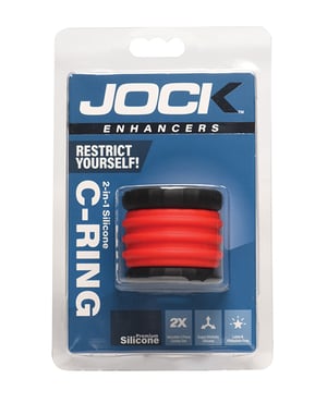 Curve Toys Jock 2-in-1 Silicone Cock Ring – Red by Jock product image