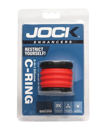 Curve Toys Jock 2-in-1 Silicone Cock Ring – Red by Jock product image