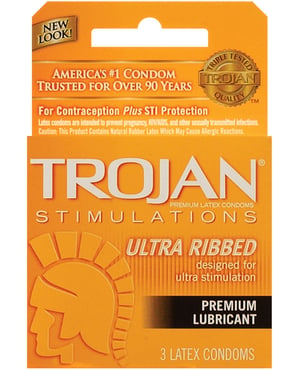 Trojan Ultra Ribbed Condoms – Box of 3 by Trojan product image