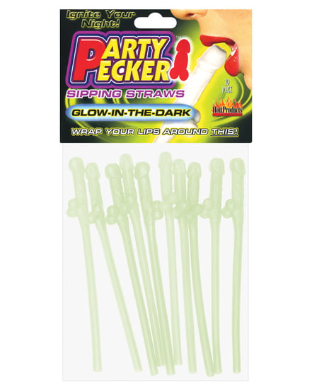 Party Pecker Sipping Straws – Glow in the Dark Pack of 10 by Party Pecker product image