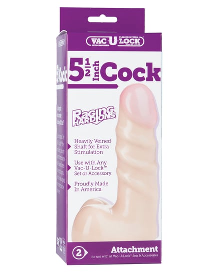 Vac-U-Lock 5.5″ Raging Hard on Realistic Cock – White by Vac-U-lock product image