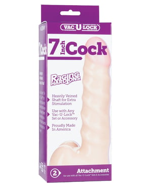 Vac-U-Lock 7″ Raging Hard on Realistic Cock – White by Vac-U-lock product image