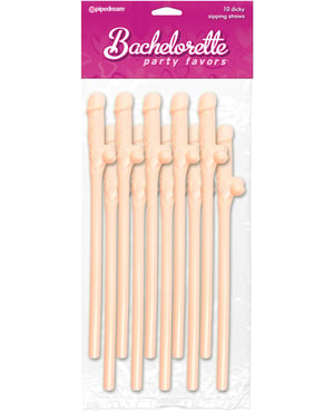 Bachelorette Party Favors Dicky Sipping Straws – Flesh Pack of 10 by Bachelorette Party Favors product image