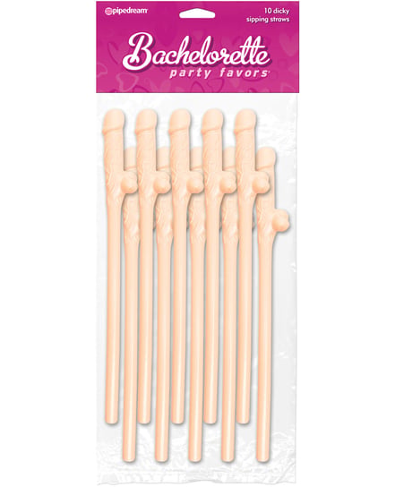 Bachelorette Party Favors Dicky Sipping Straws – Flesh Pack of 10 by Bachelorette Party Favors product image