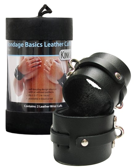 KinkLab Leather Wrist Cuffs – Black by Kinklab product image