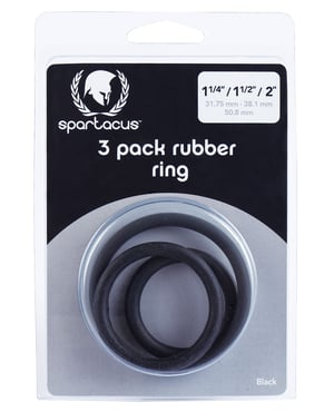 Spartacus Rubber Cock Ring Set – Black Pack of 3 by Spartacus product image