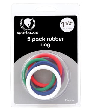 Spartacus 1.5″ Rubber Cock Ring Set – Rainbow Pack of 5 by Spartacus product image