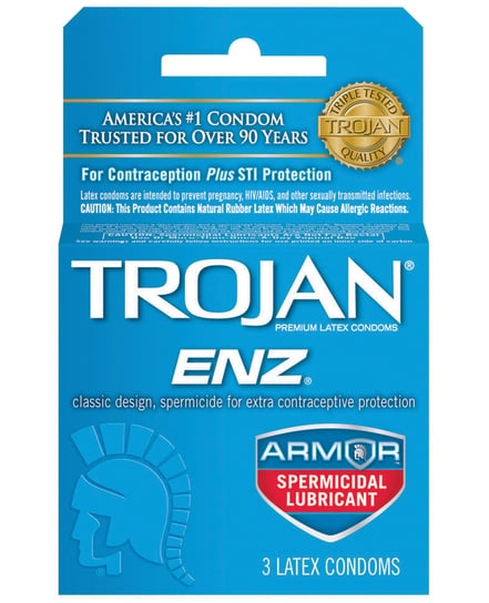 Trojan Enz Spermicidal Lubricated Condoms – Box of 3 by Trojan product image