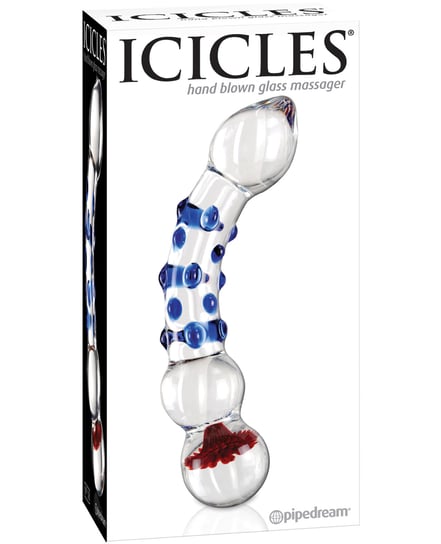 Icicles No. 18 Hand Blown Glass Massager – Clear w/Blue Knobs by Icicles product image