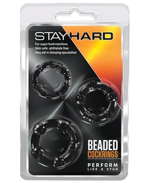 Blush Stay Hard Beaded Cock Rings 3 Pack – Black by Stay Hard product image