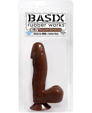 Basix Rubber Works 6.5″ Dong w/Suction Cup – Brown by Basix Rubber Works product image
