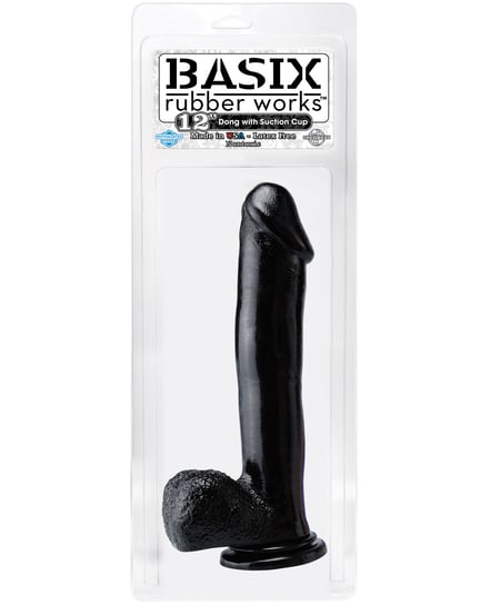 Basix Rubber Works 12″ Dong w/Suction Cup – Black by Basix Rubber Works product image