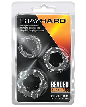 Blush Stay Hard Beaded Cock Rings 3 Pack – Clear by Stay Hard product image