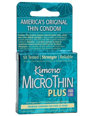 Kimono Micro Thin Aqua Lube Condoms – Box of 3 by Kimono product image