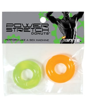 Ignite Power Stretch Donut Cock Ring – Orange/Green Pack of 2 by Ignite product image