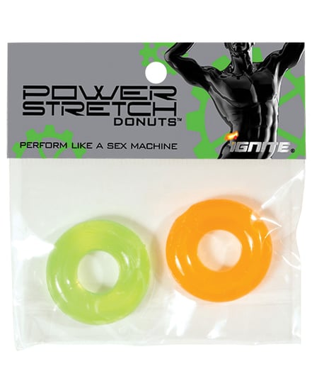 Ignite Power Stretch Donut Cock Ring – Orange/Green Pack of 2 by Ignite product image