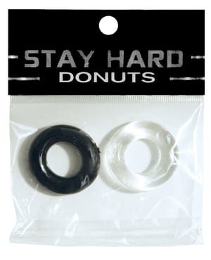 Ignite Power Stretch Donut Cock Ring – Clear/Black Pack of 2 by Ignite product image