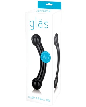 Glas Double Bull Glass Dildo – Black by Glas product image