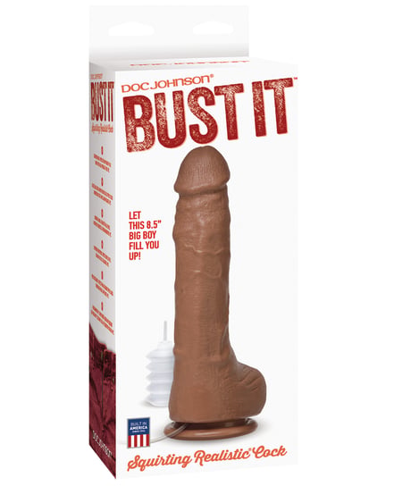 Bust It Squirting Realistic Cock w/1 oz Nut Butter – Brown by Bust It product image