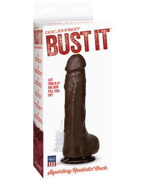 Bust It Squirting Realistic Cock w/1 oz Nut Butter – Black by Bust It product image
