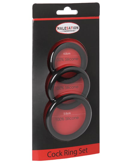 MALESATION Cock Ring Set – Pack of 3 Black by Malesation product image