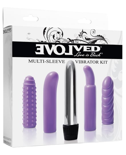 Evolved Multi Sleeve Vibrator Kit w/4 Textured Sleeves & Vibe – Purple by Evolved product image