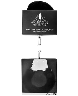 Shots Ouch Furry Pleasure Handcuffs – Black by Ouch product image