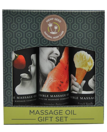 Earthly Body Edible Massage Oil Gift Set – 2 oz Watermelon, Strawberry & Vanilla by Earthly Body product image
