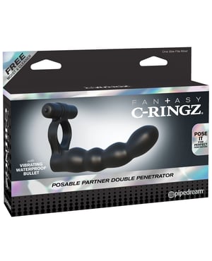Fantasy C-Ringz Posable Partner Double Penetrator – Black by Fantasy C-Ringz product image