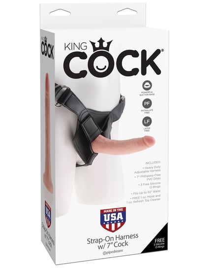 King Cock Strap-On Harness w/7″ Cock – Flesh by King Cock product image
