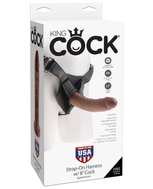 King Cock Strap-On Harness w/8″ Cock – Brown by King Cock product image