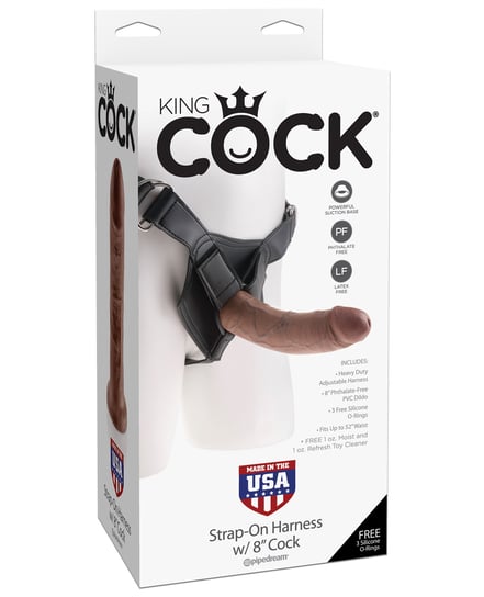 King Cock Strap-On Harness w/8″ Cock – Brown by King Cock product image