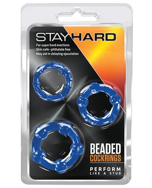 Blush Stay Hard Beaded Cock Rings 3 Pack – Blue by Stay Hard product image