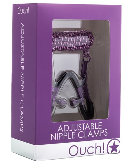 Shots Ouch Adjustable Nipple Clamps w/Chain – Purple by Ouch product image