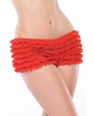 Ruffle Shorts w/Back Bow Detail Red OS/XL by Coquette product image