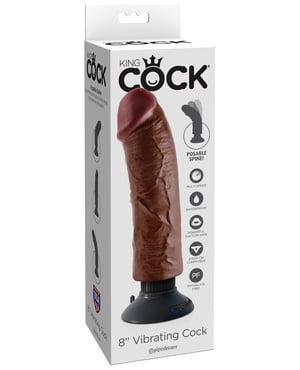 King Cock 8″ Vibrating Cock – Brown by King Cock product image