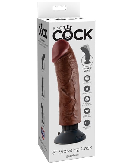 King Cock 8″ Vibrating Cock – Brown by King Cock product image