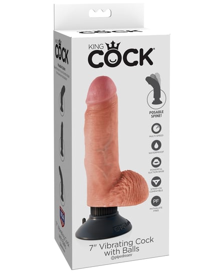 King Cock 7″ Vibrating Cock w/Balls – Flesh by King Cock product image