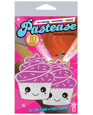 Pastease Cupcake Glittery Frosting Nipple Pastie – White O/S by Pastease product image