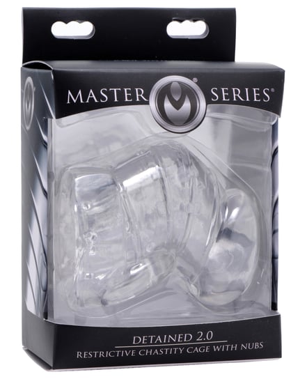Master Series Detained 2.0 Restrictive Chastity Cage w/Nubs – Clear by Master Series product image