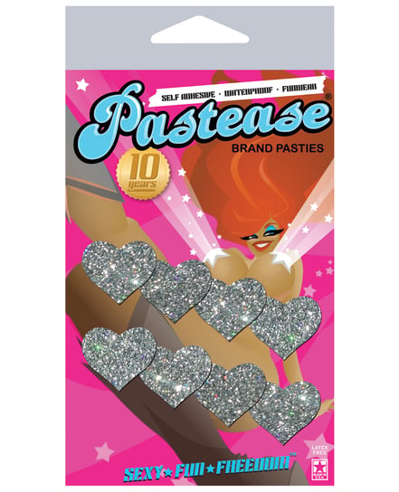Pastease Mini Glitter Hearts – Silver Pack of 8 by Pastease product image