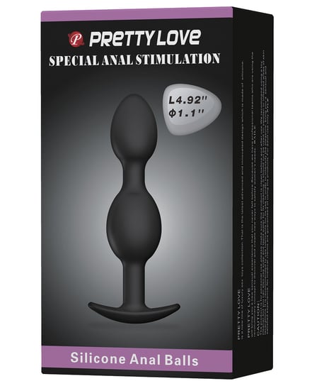 Pretty Love 4.92″ Silicone Anal Plug w/Ball – Black by Pretty Love product image