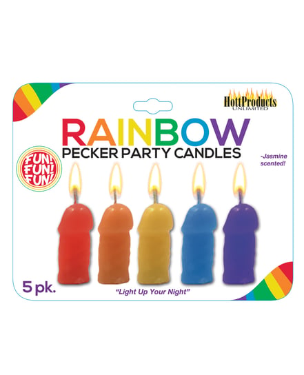 Rainbow Pecker Party Candles – Asst. Colors Pack of 5 by Bachelorette Party product image