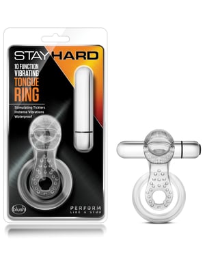 Blush Stay Hard Vibrating Tongue Ring – 10 Function Clear by Stay Hard product image