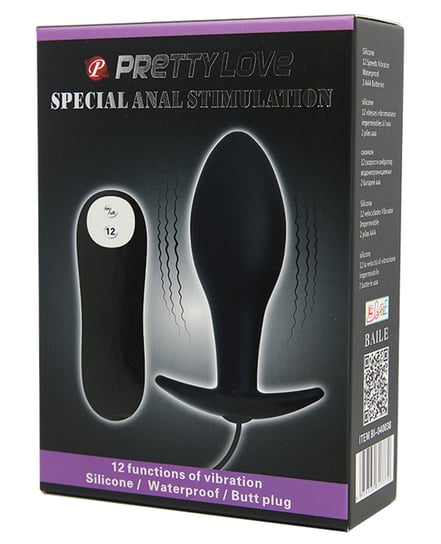 Pretty Love Vibrating Bulb Shaped Butt Plug – Black by Pretty Love product image
