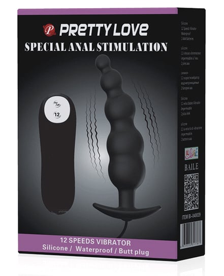 Pretty Love Vibrating Bead Shaped Butt Plug – Black by Pretty Love product image