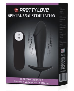 Pretty Love Vibrating Penis Shaped Butt Plug – Black by Pretty Love product image