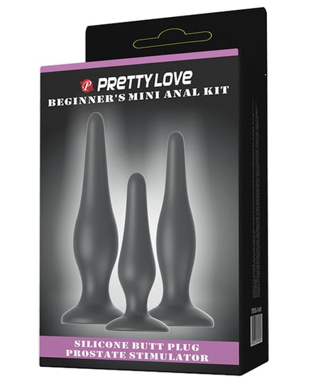 Pretty Love Beginner’s Mini Anal Kit – Black Set of 3 by Pretty Love product image